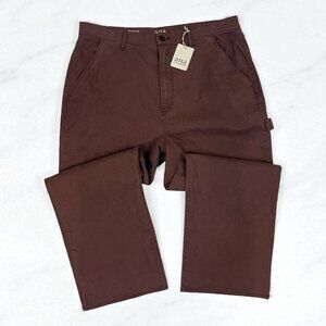 ANA Highest Rise Vintage Straight Chino Pants Size 18 Marron Brown Twill Ankle